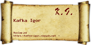 Kafka Igor névjegykártya